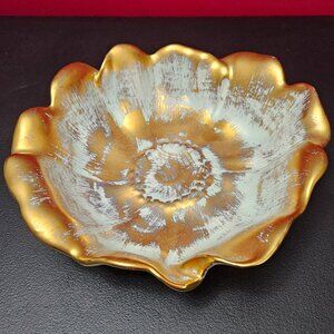 Hand Painted Stangl Antique Gold 7" Bowl with Scalloped Edges 3410-7
